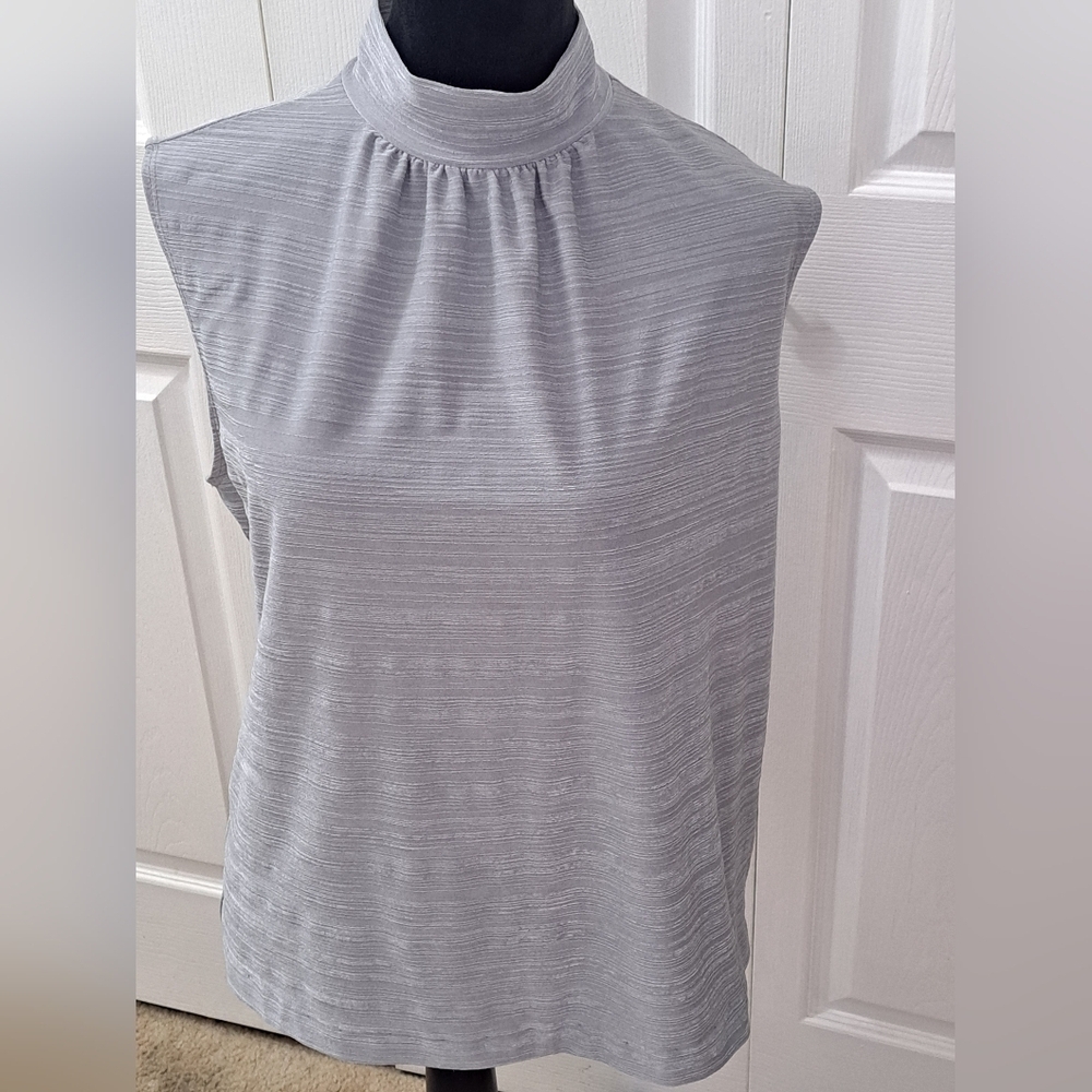 Vintage Mock Neck Sleeveless Textured Sage Green Top Size 2X